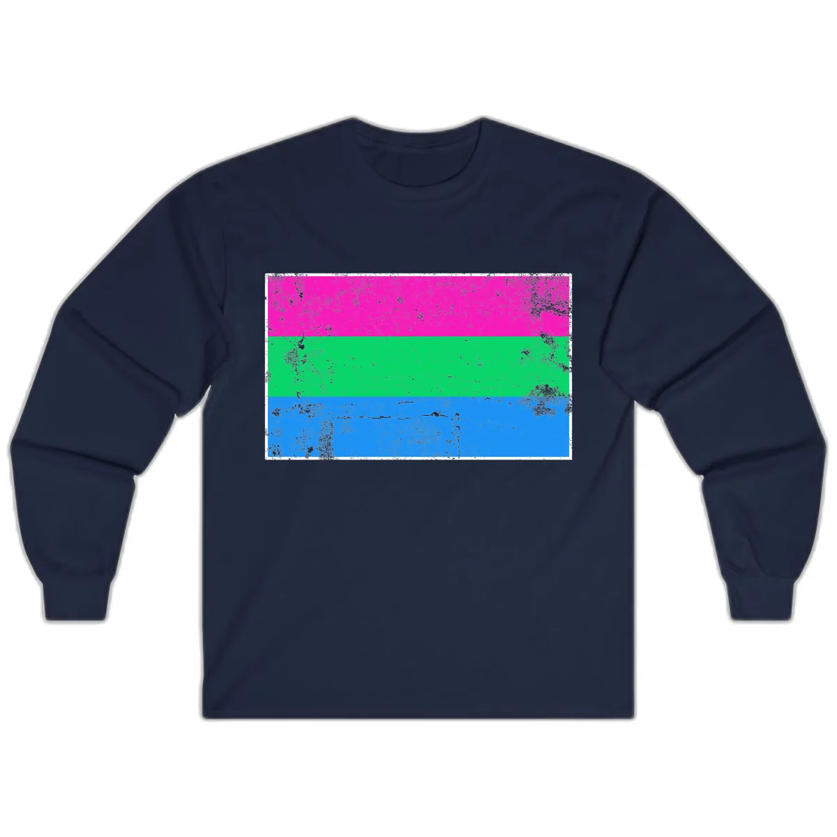 Horizontal Pride Flag Stripes Long Sleeve in Navy