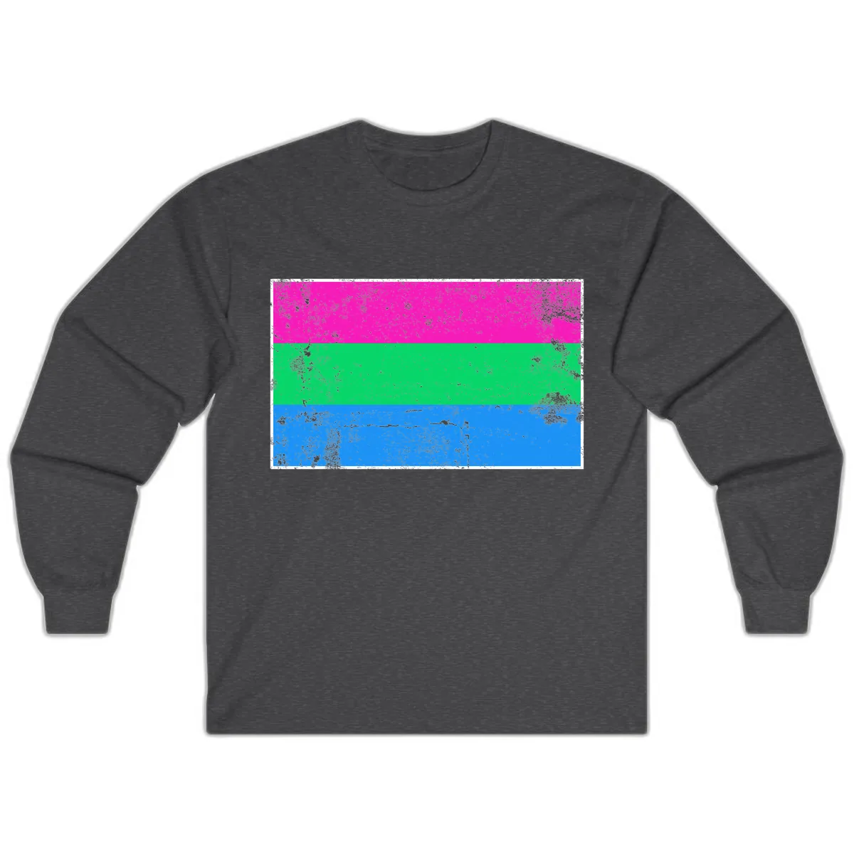 Horizontal Pride Flag Stripes Long Sleeve in Dark Heather