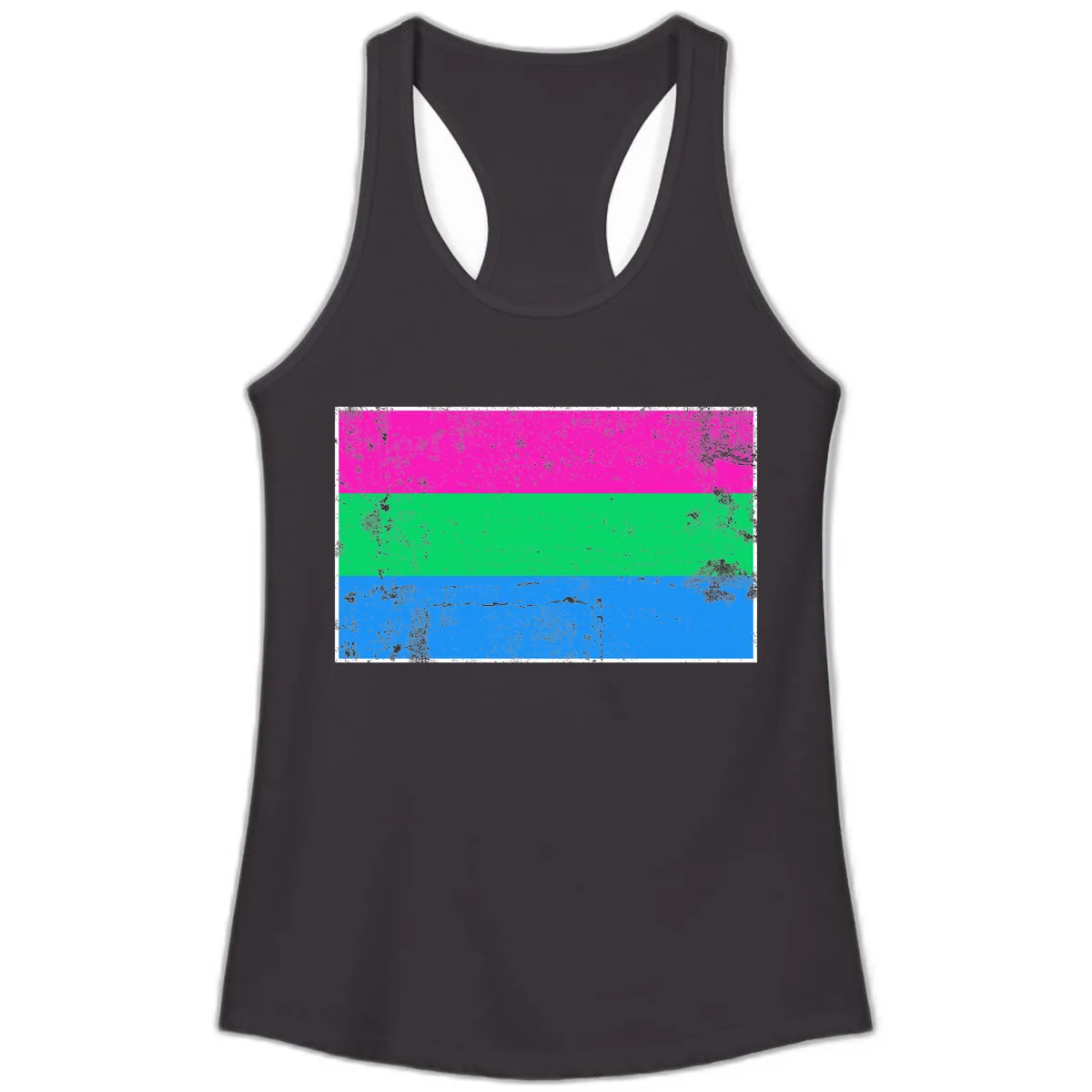 Horizontal Pride Flag Stripes Ladies Tank in Black