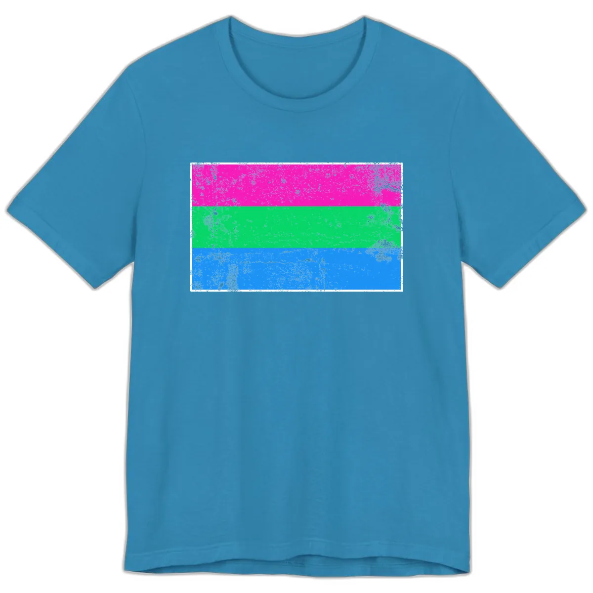 Horizontal Pride Flag Stripes Premium T-Shirt in Aqua