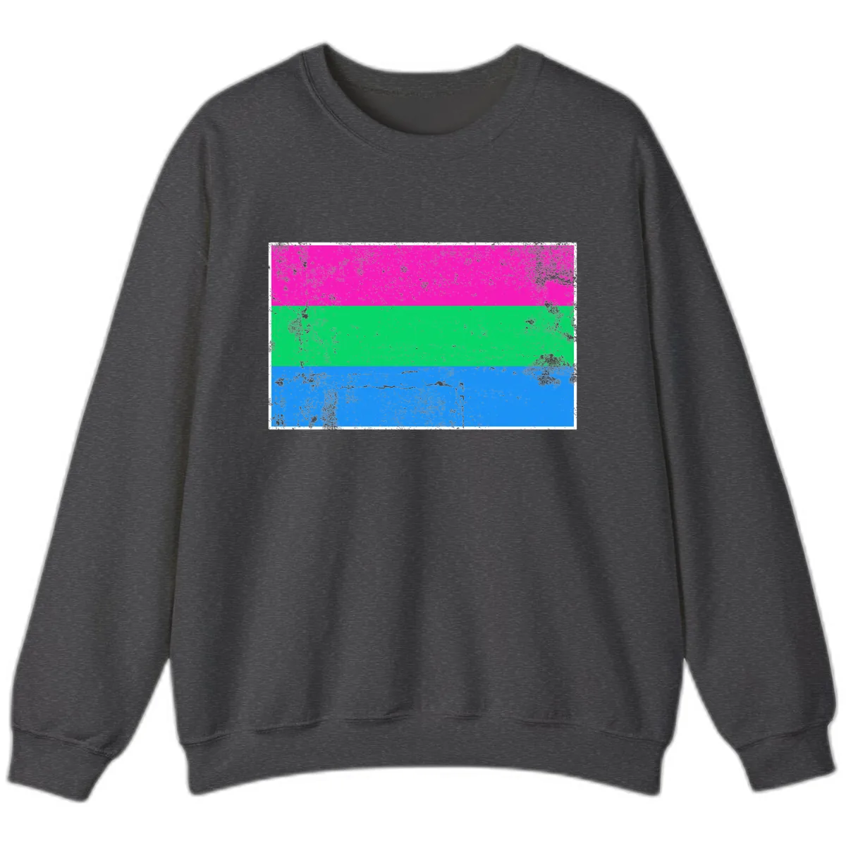Horizontal Pride Flag Stripes Sweatshirt in Dark Heather
