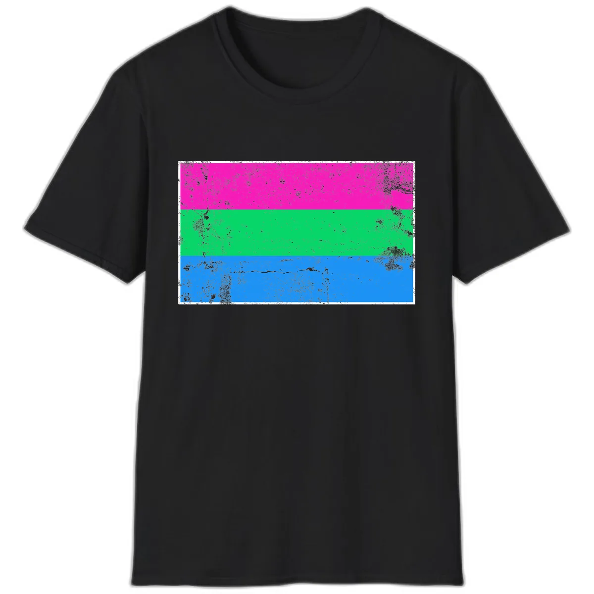 Horizontal Pride Flag Stripes T-Shirt in Black