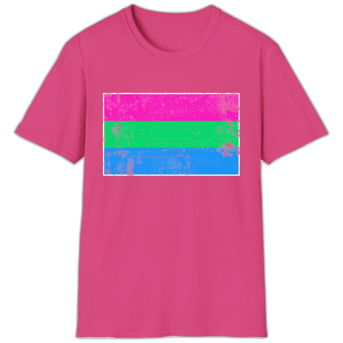 Horizontal Pride Flag Stripes T-Shirt in Heliconia