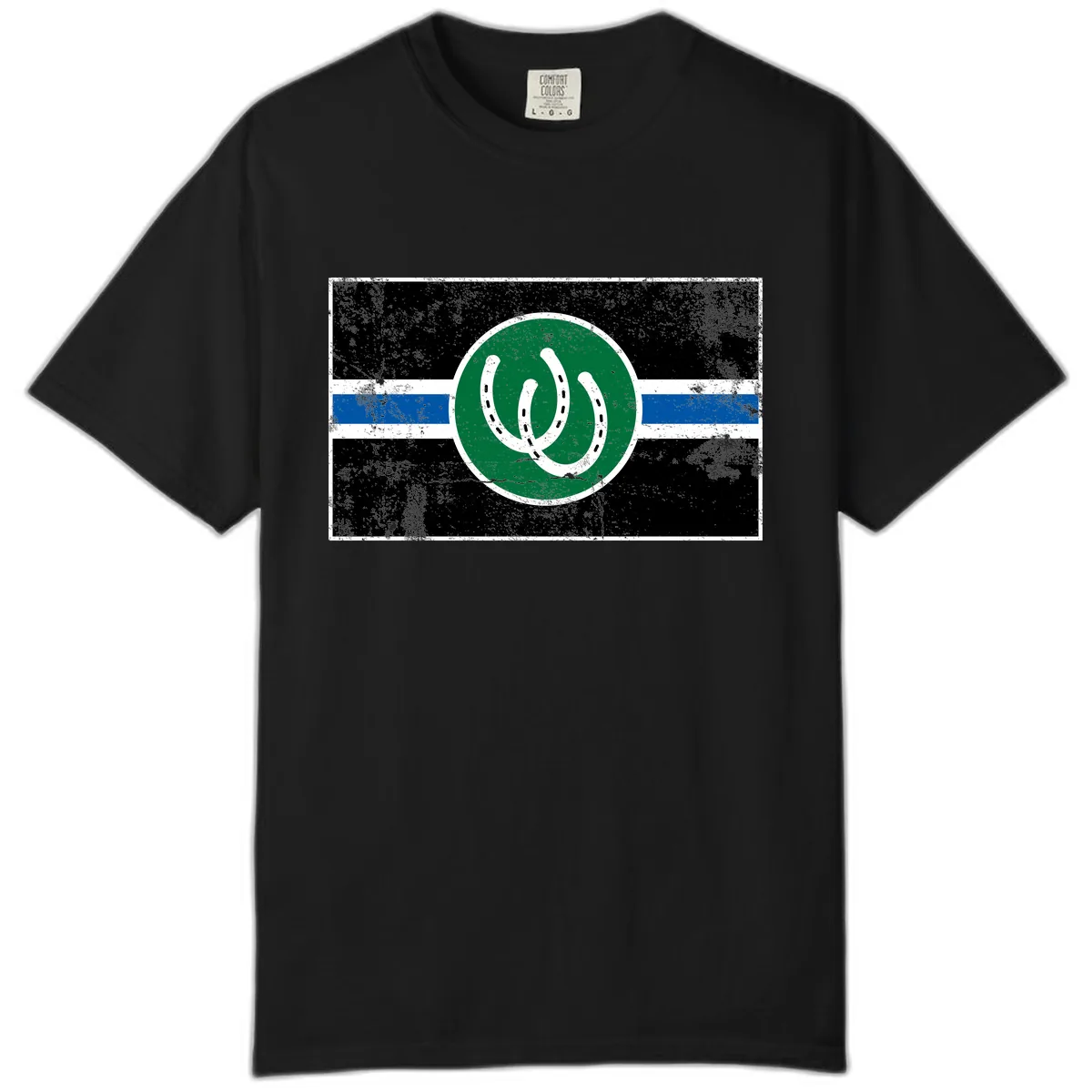 Lucky Horseshoe Stripe Comfort Color in Black