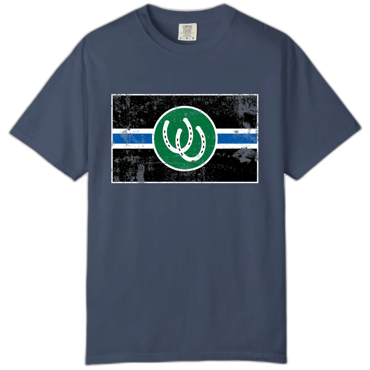 Lucky Horseshoe Stripe Comfort Color in Midnight