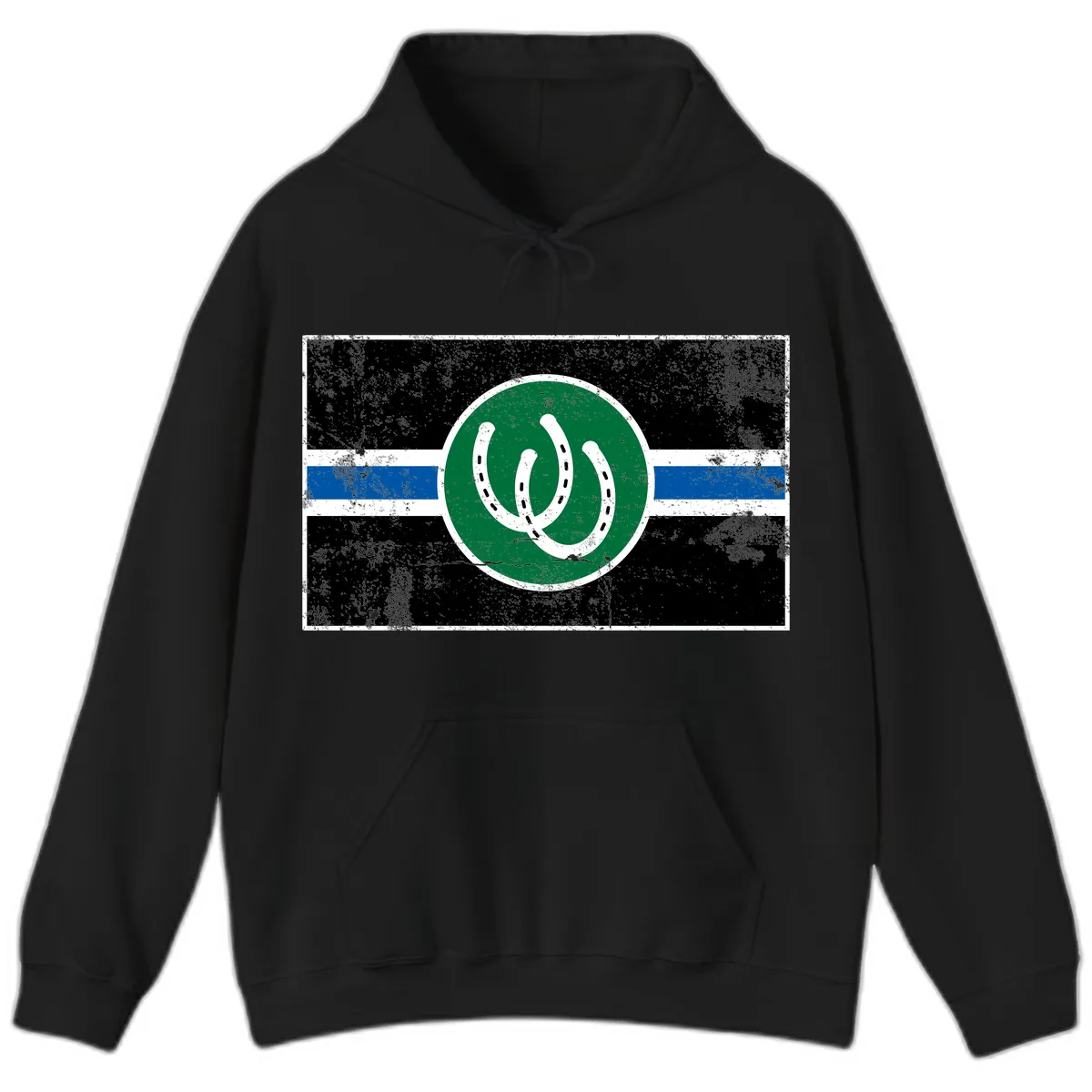 Lucky Horseshoe Stripe Hoodie in Black