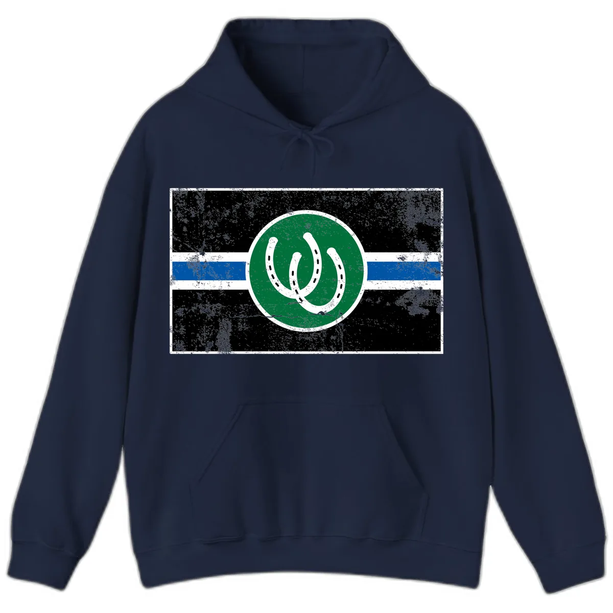 Lucky Horseshoe Stripe Hoodie in Navy