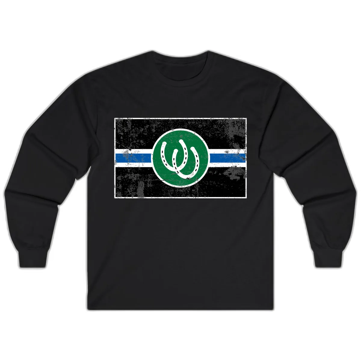 Lucky Horseshoe Stripe Long Sleeve in Black