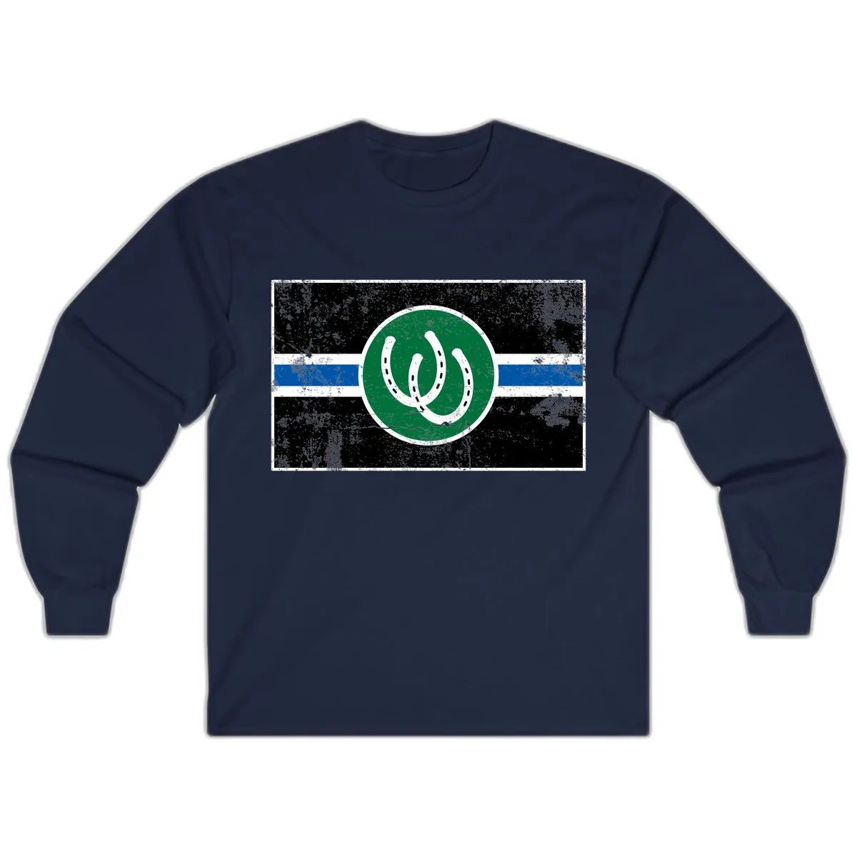 Lucky Horseshoe Stripe Long Sleeve in Navy