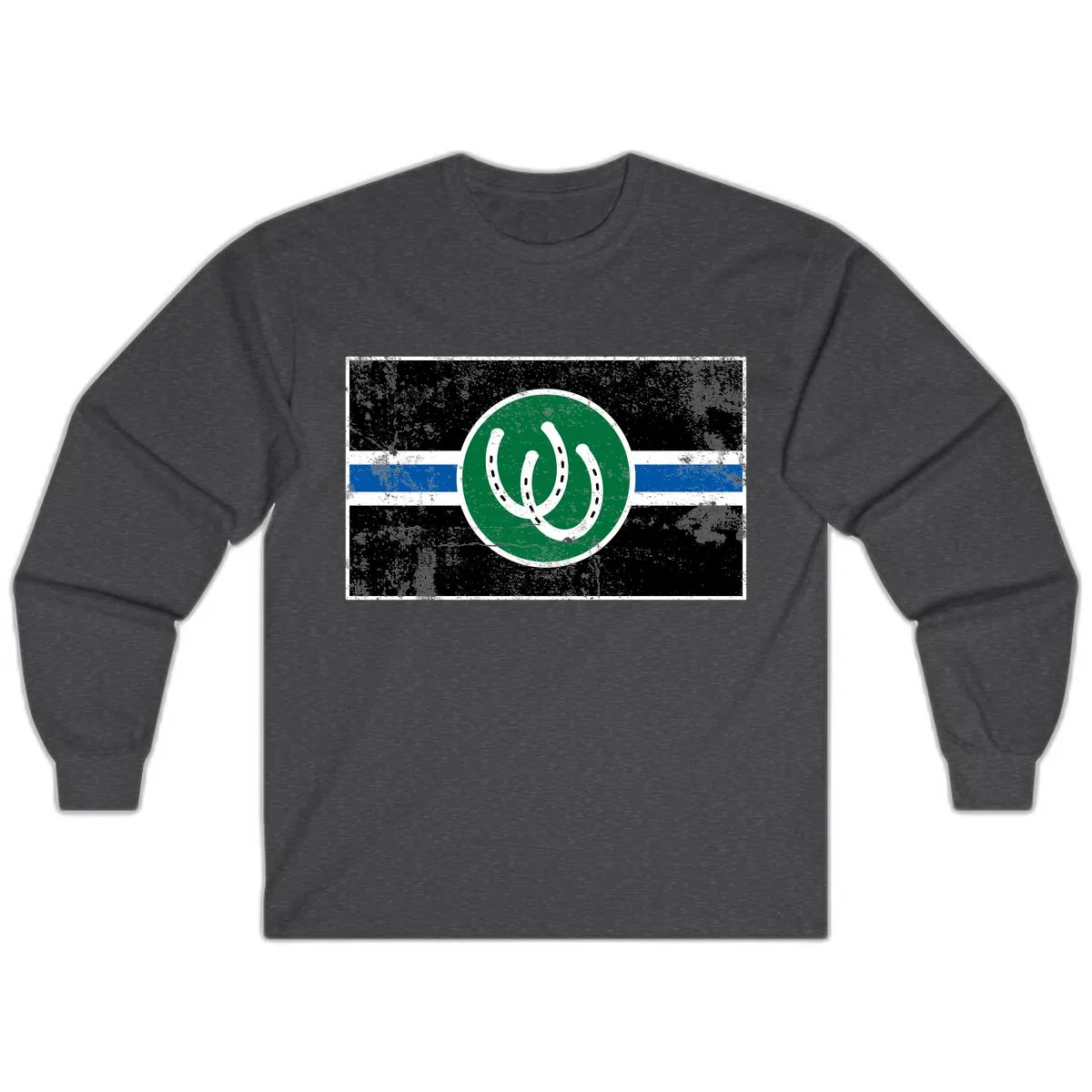 Lucky Horseshoe Stripe Long Sleeve in Dark Heather