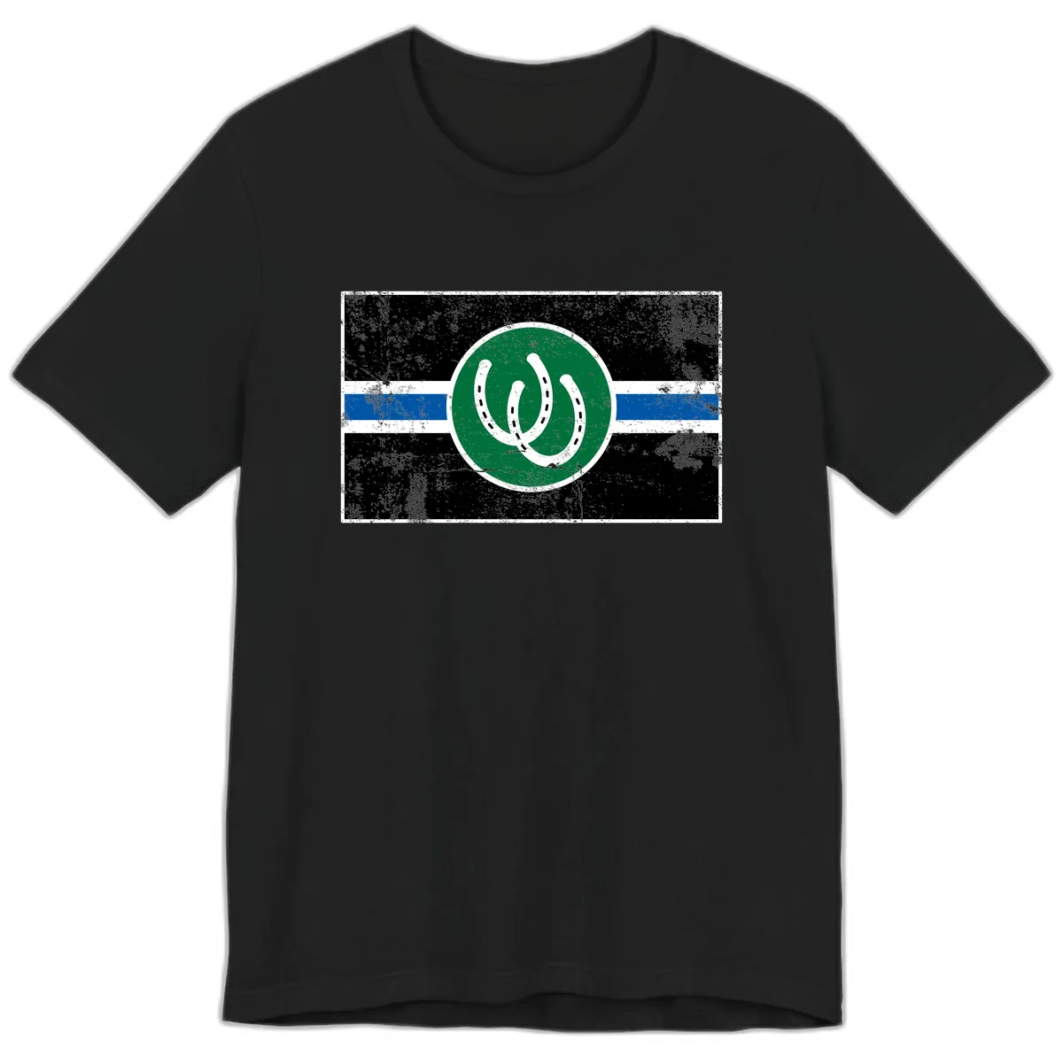 Lucky Horseshoe Stripe Premium T-Shirt in Black
