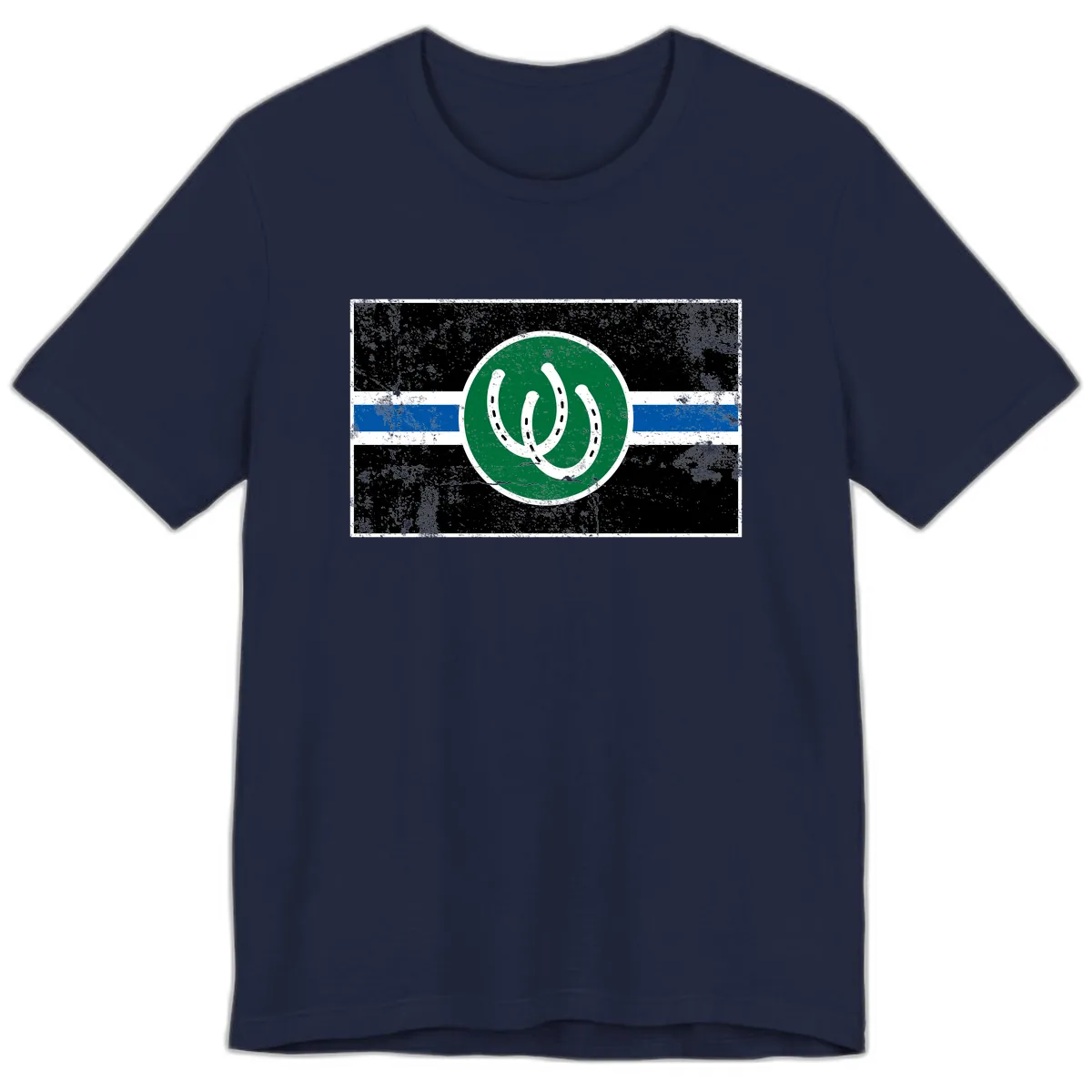 Lucky Horseshoe Stripe Premium T-Shirt in Navy