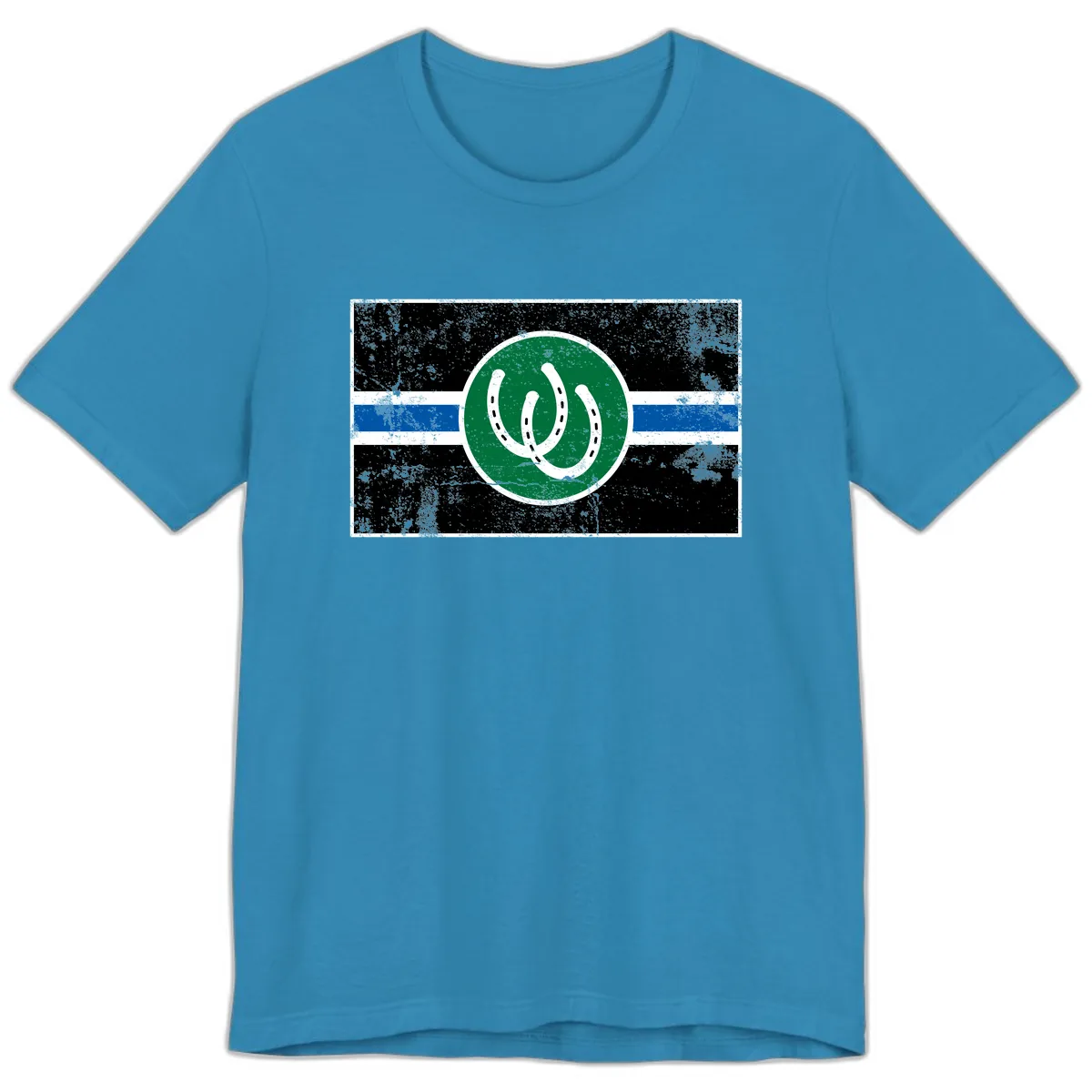 Lucky Horseshoe Stripe Premium T-Shirt in Aqua