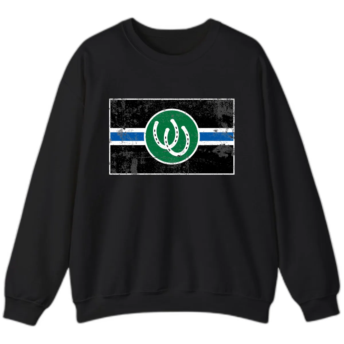 Lucky Horseshoe Stripe Sweatshirt in Black