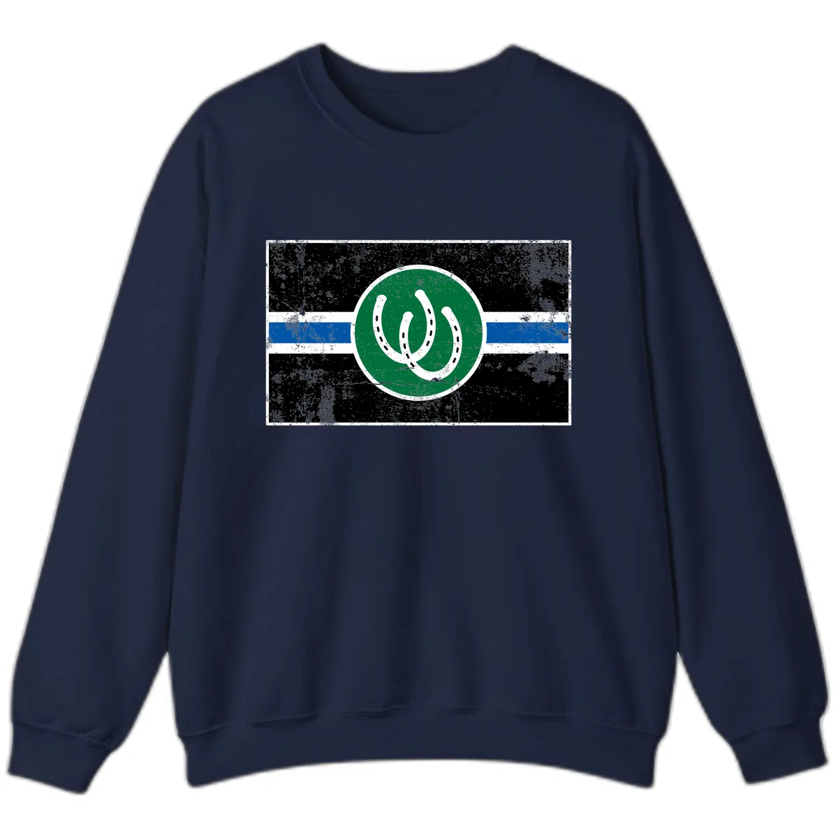 Lucky Horseshoe Stripe Sweatshirt in Navy