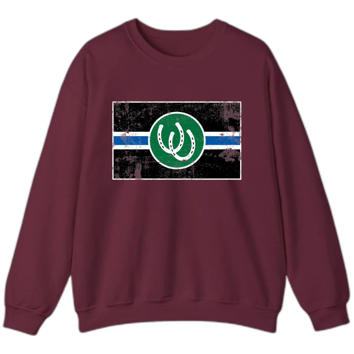 Lucky Horseshoe Stripe Sweatshirt in Maroon