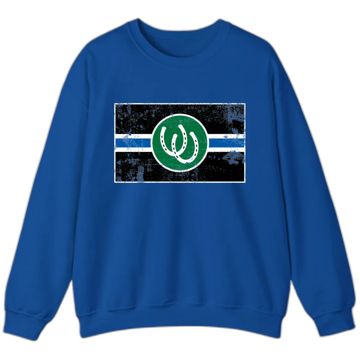 Lucky Horseshoe Stripe Sweatshirt in Royal