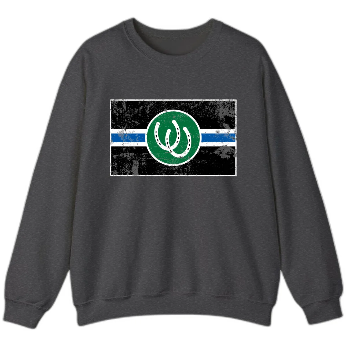 Lucky Horseshoe Stripe Sweatshirt in Dark Heather