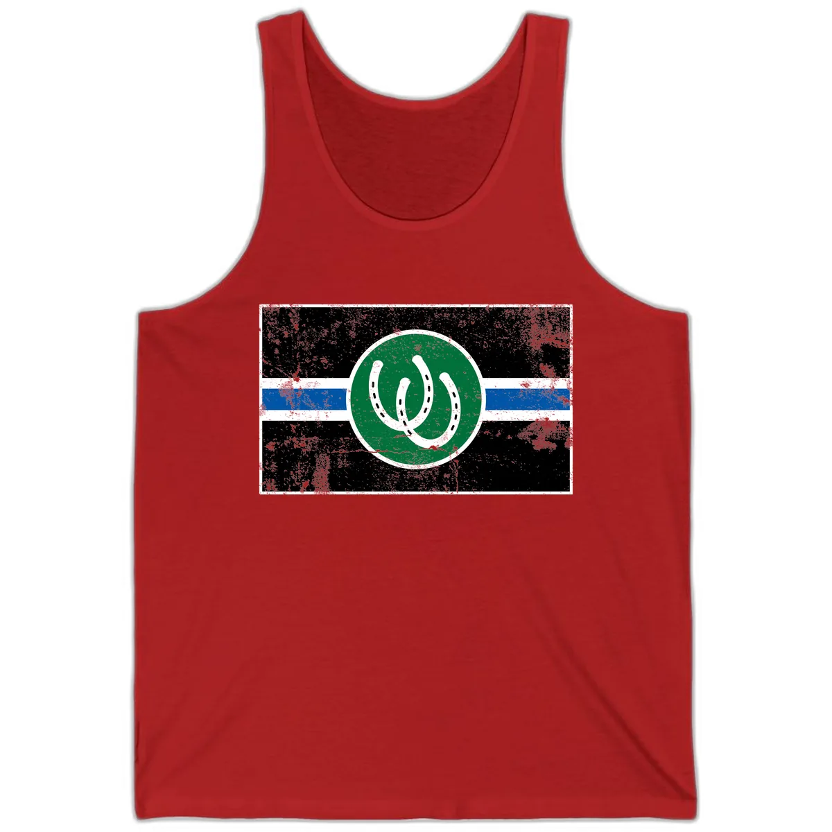 Lucky Horseshoe Stripe Tank in Red
