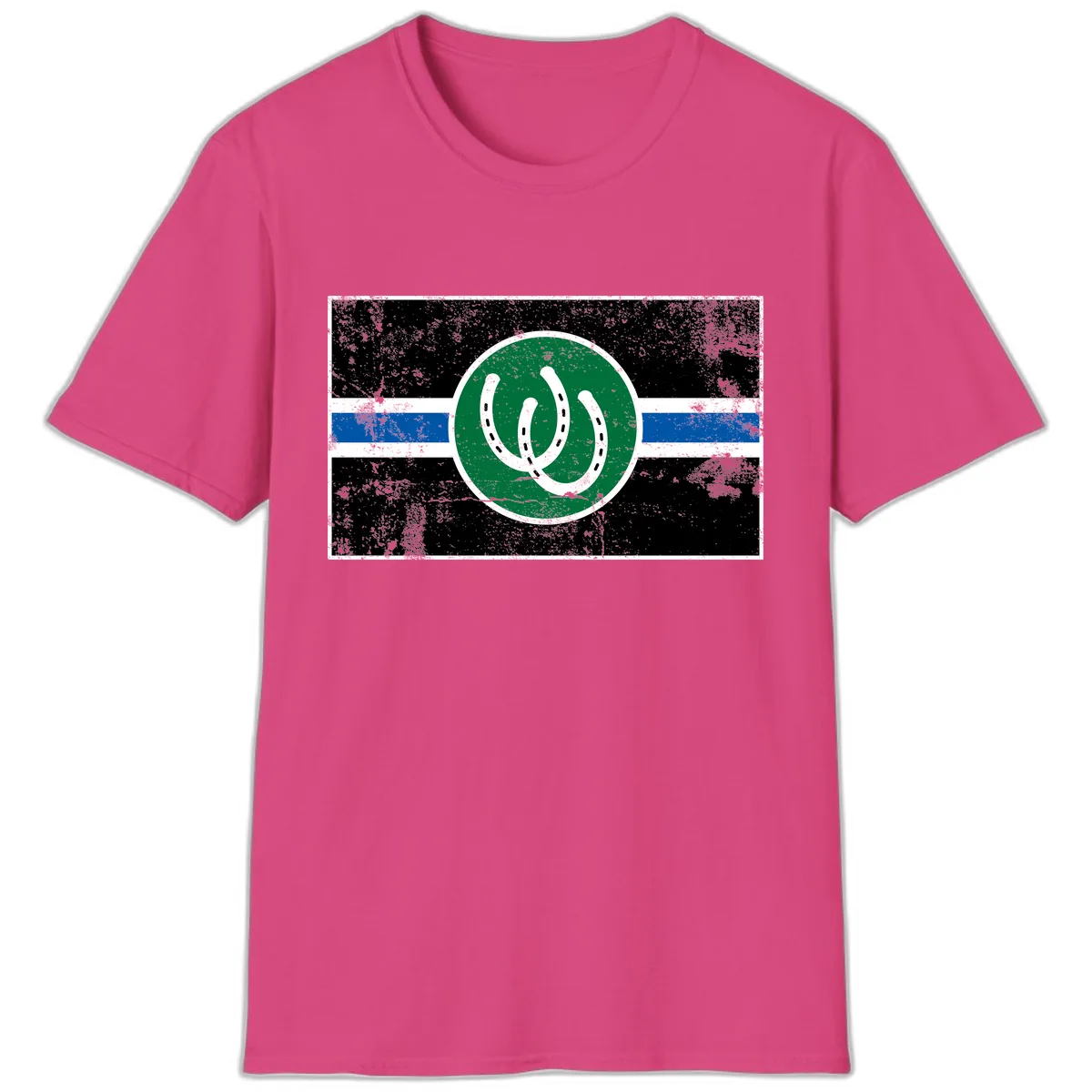 Lucky Horseshoe Stripe T-Shirt in Heliconia