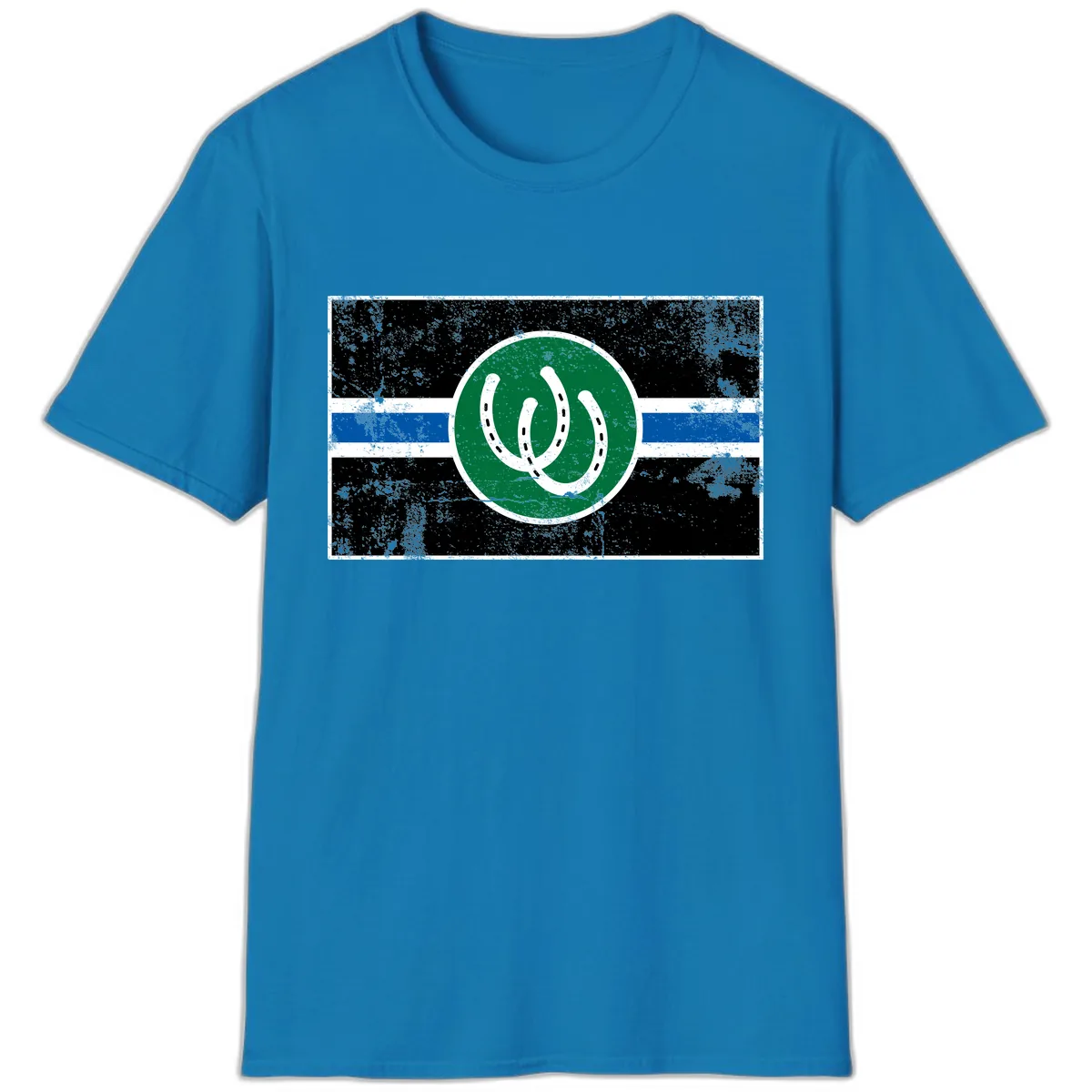 Lucky Horseshoe Stripe T-Shirt in Sapphire
