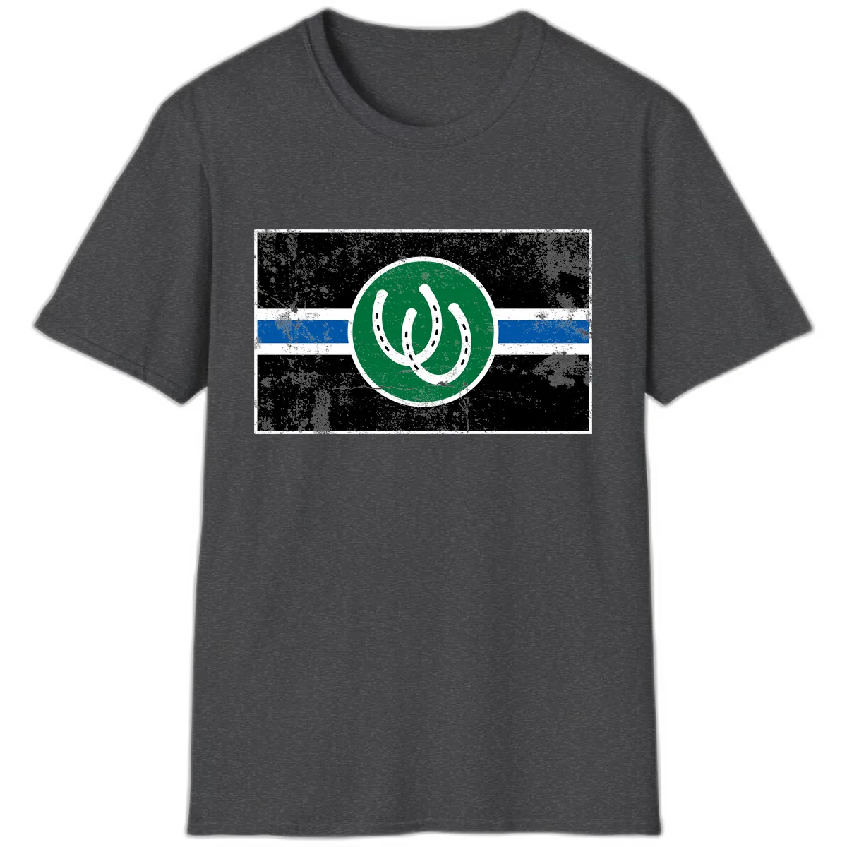 Lucky Horseshoe Stripe T-Shirt in Dark Heather