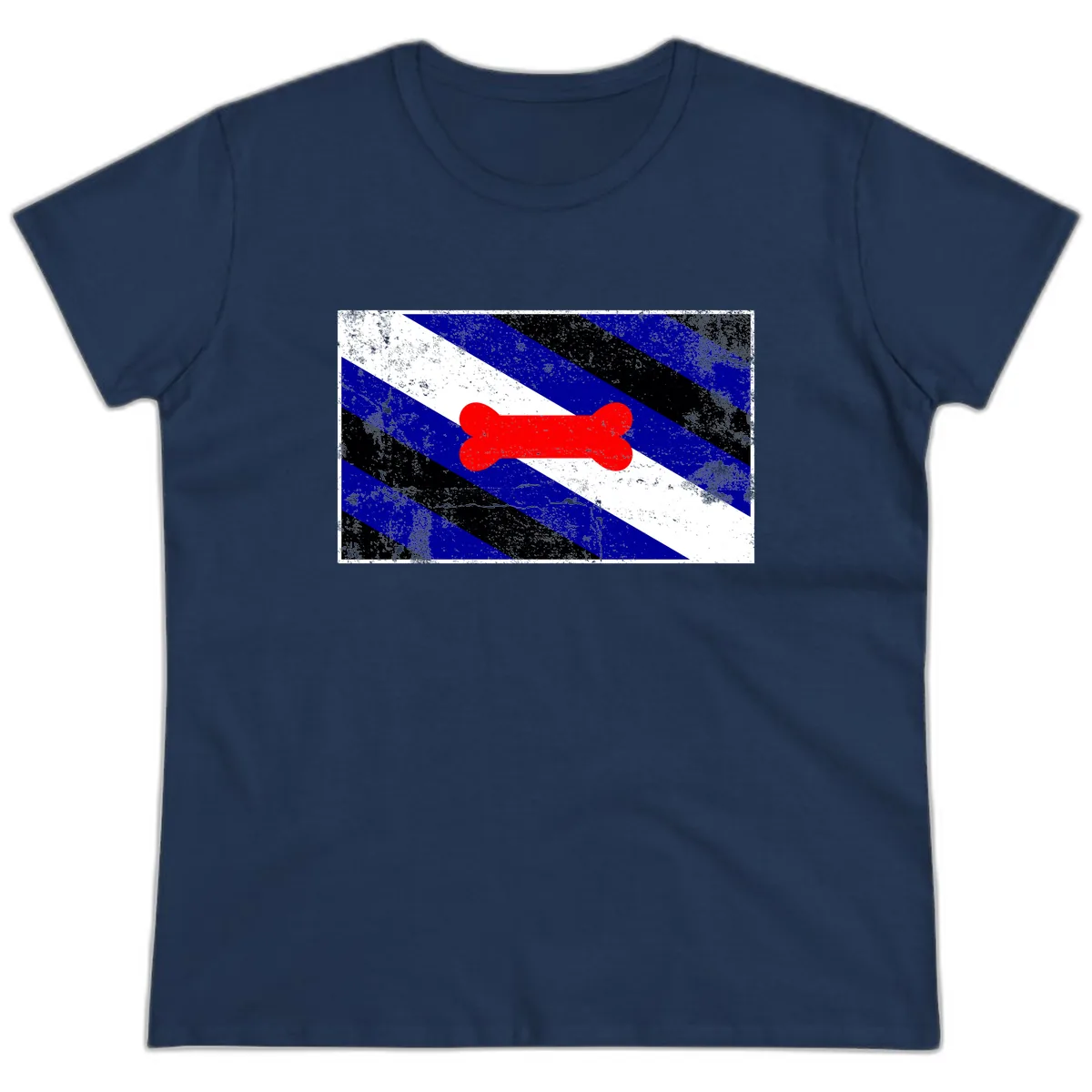 Bone Pride Flag Ladies Tee in Navy