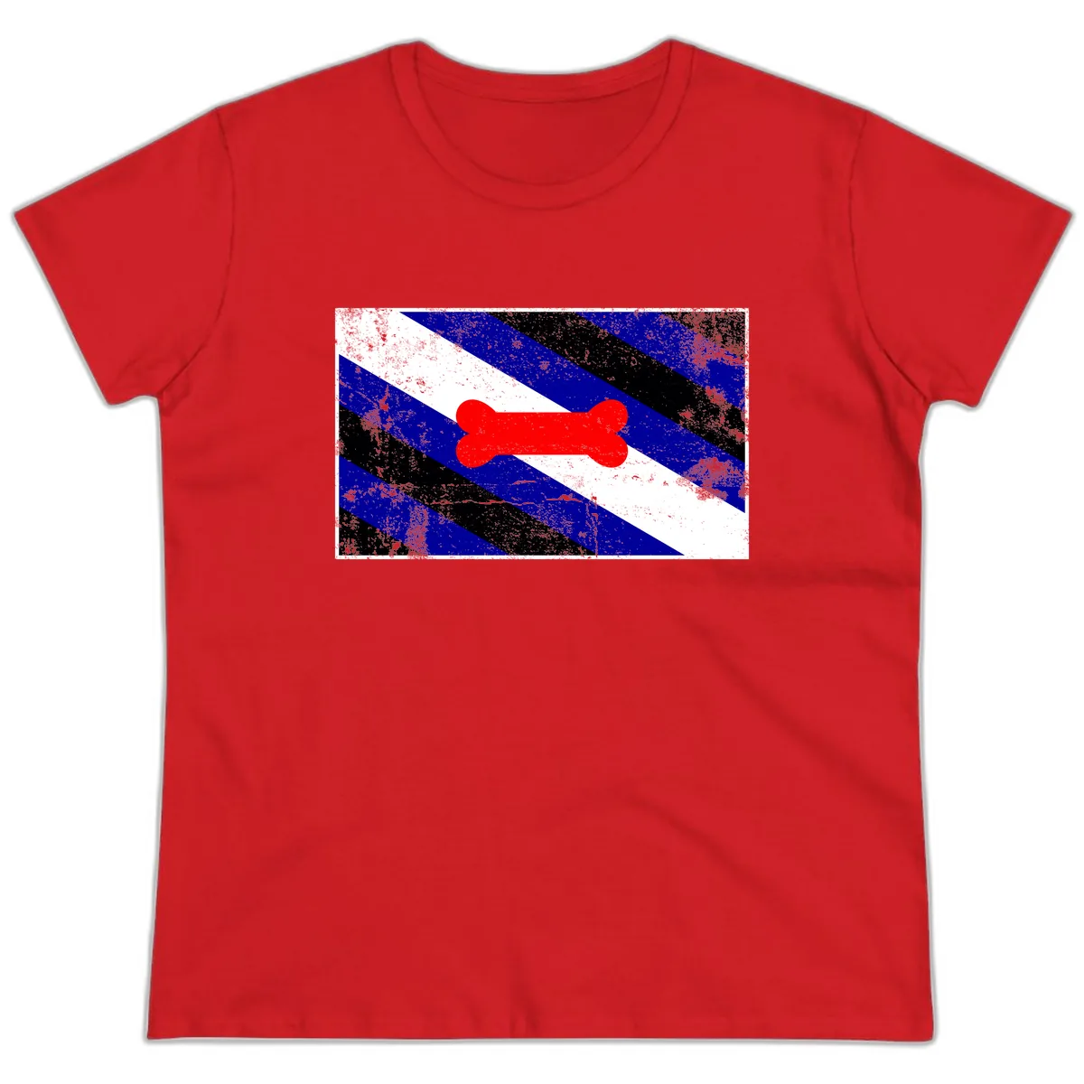 Bone Pride Flag Ladies Tee in Red