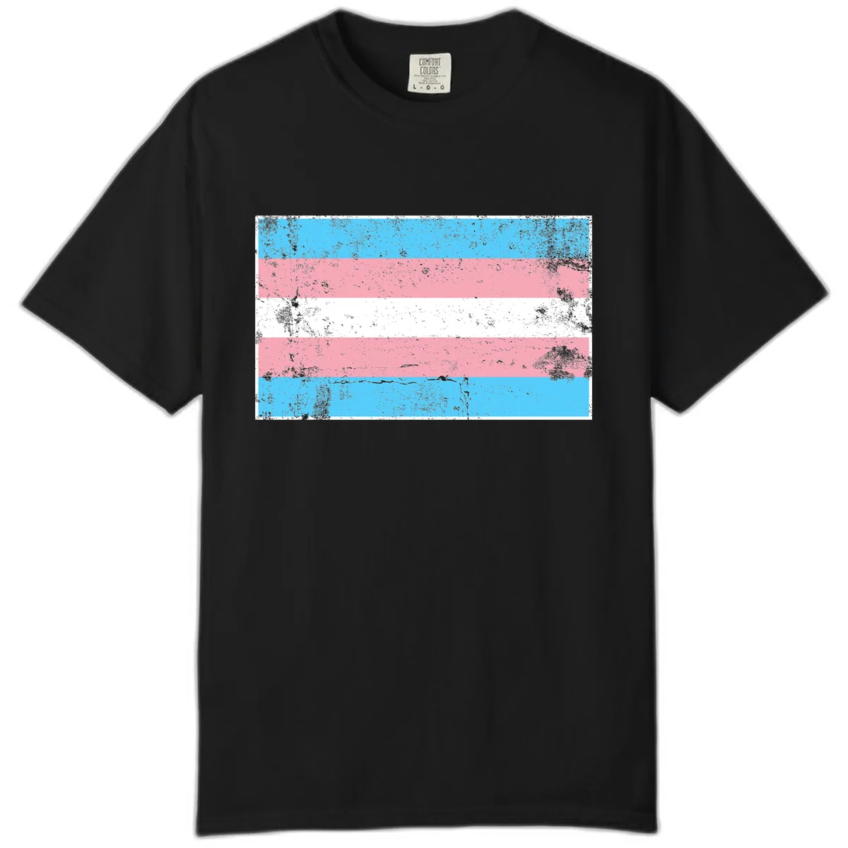 Transgender Pride Flag Distressed Comfort Color in Black