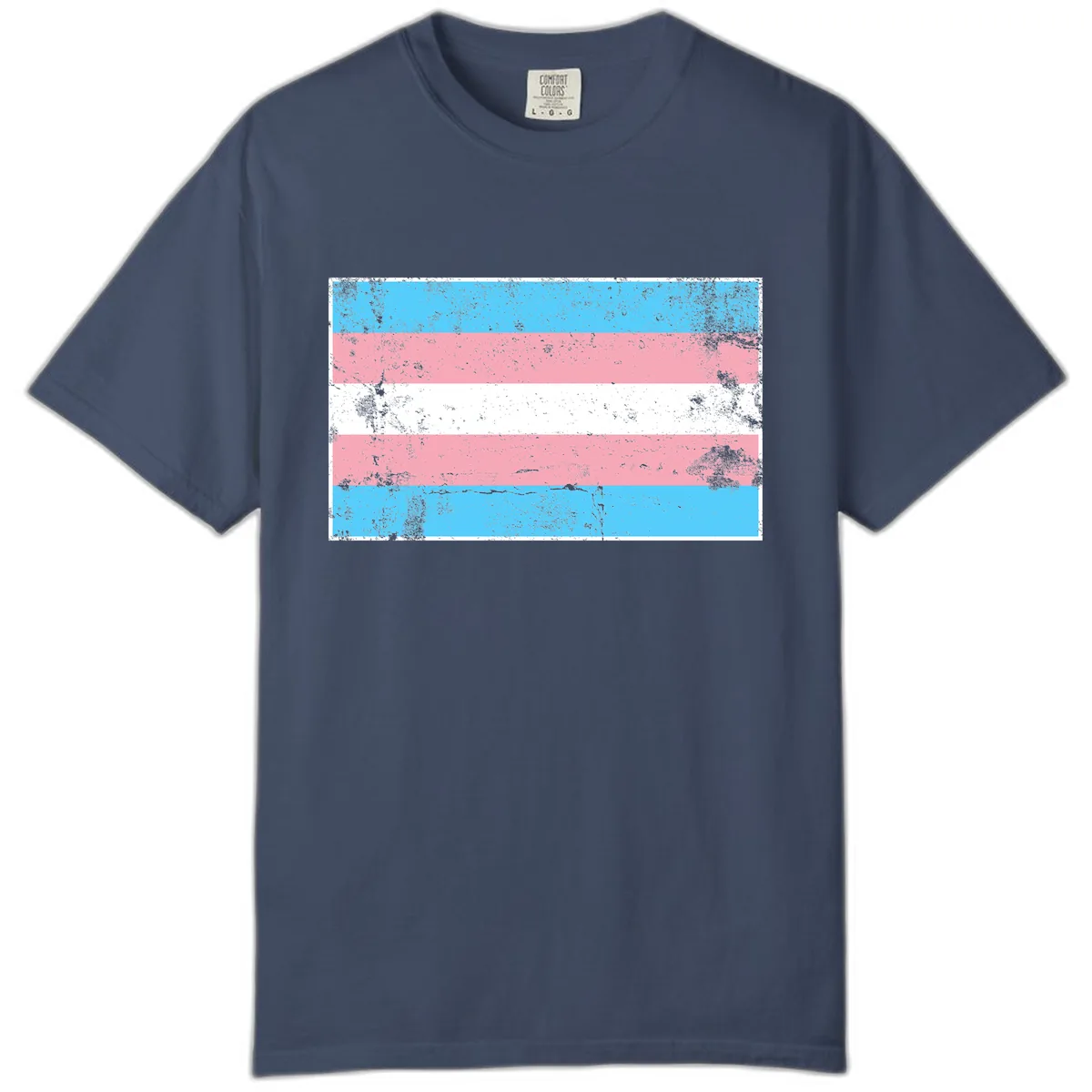 Transgender Pride Flag Distressed Comfort Color in Midnight