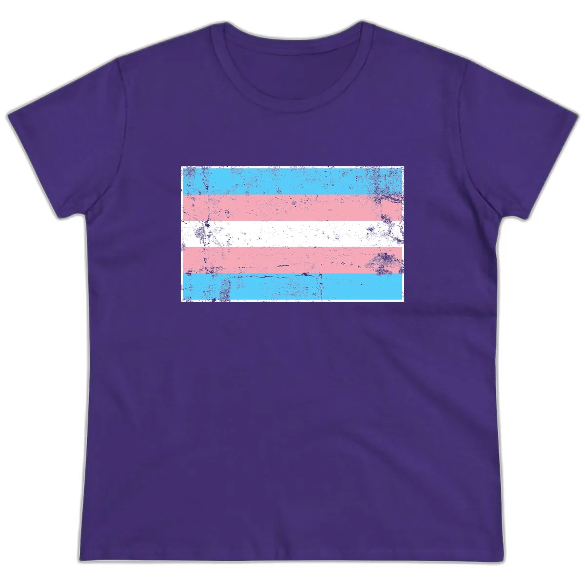 Transgender Pride Flag Distressed Ladies Tee in Purple