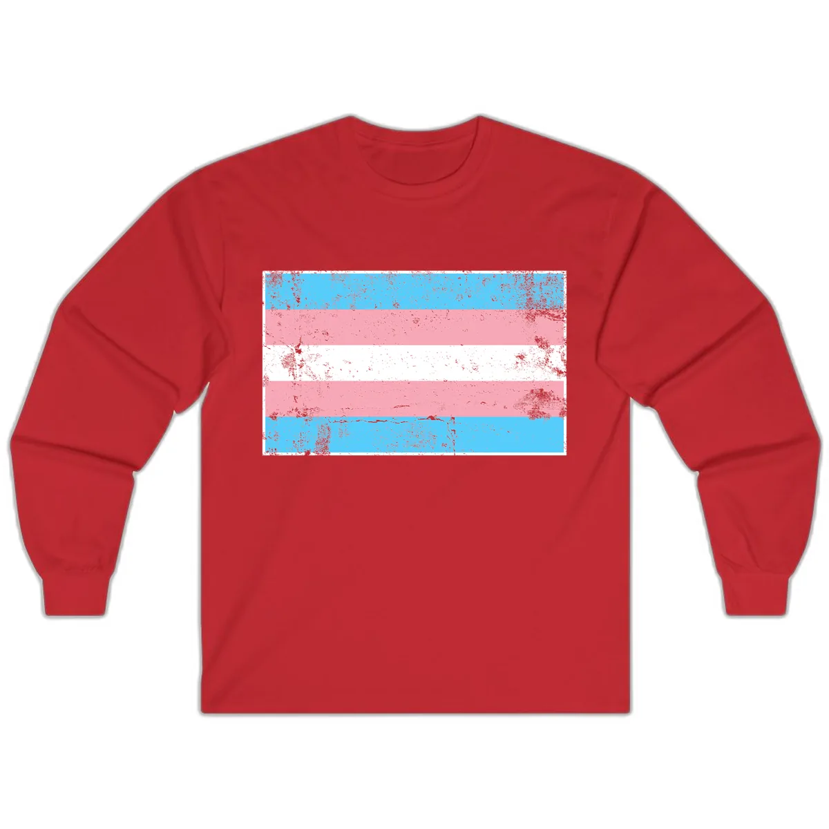 Transgender Pride Flag Distressed Long Sleeve in Red