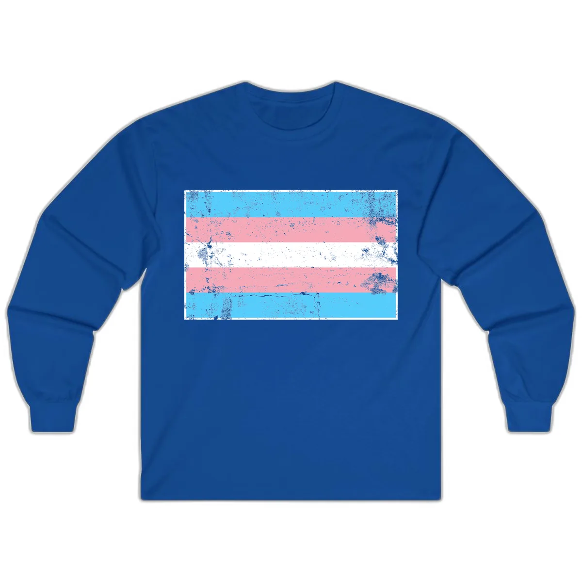 Transgender Pride Flag Distressed Long Sleeve in Royal