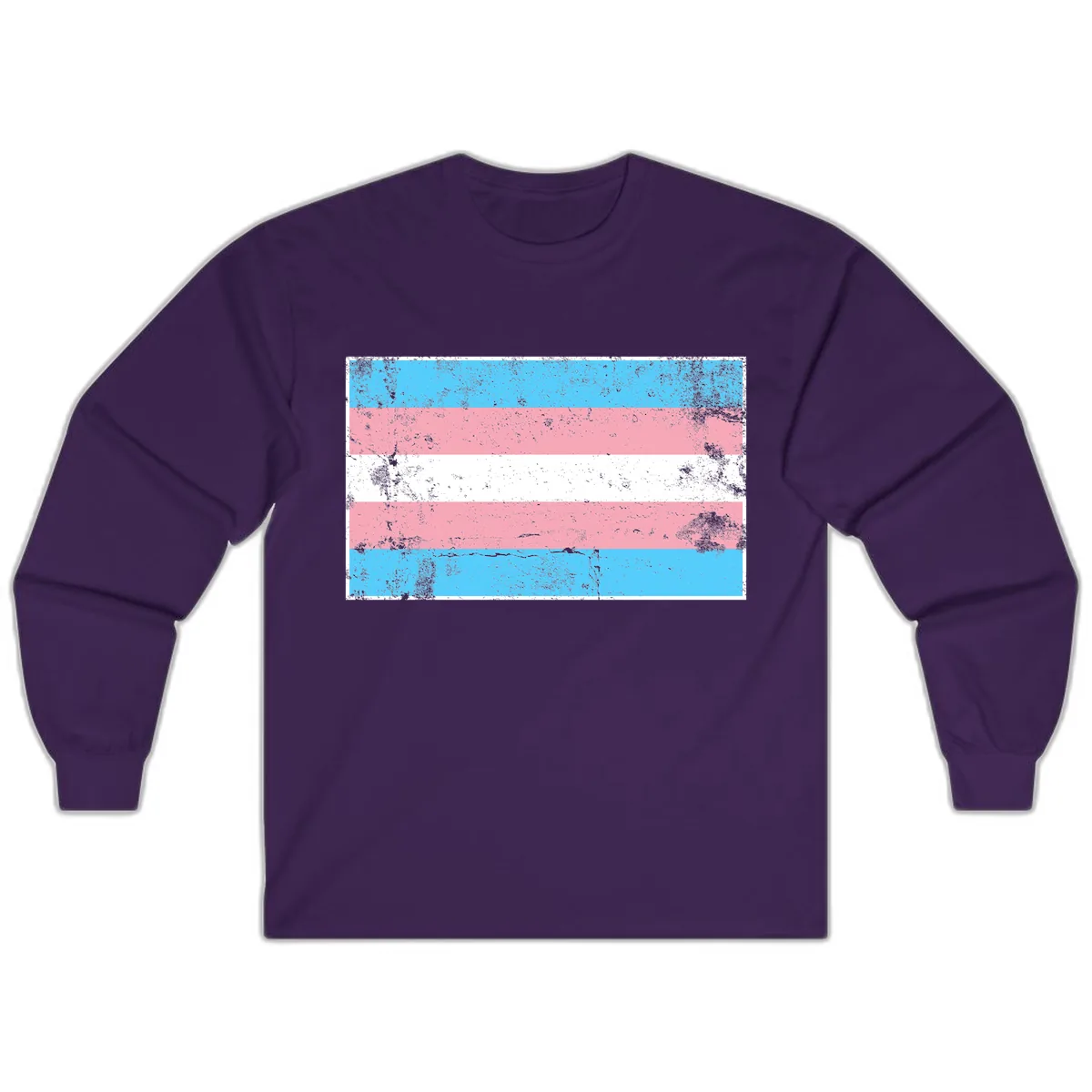 Transgender Pride Flag Distressed Long Sleeve in Purple