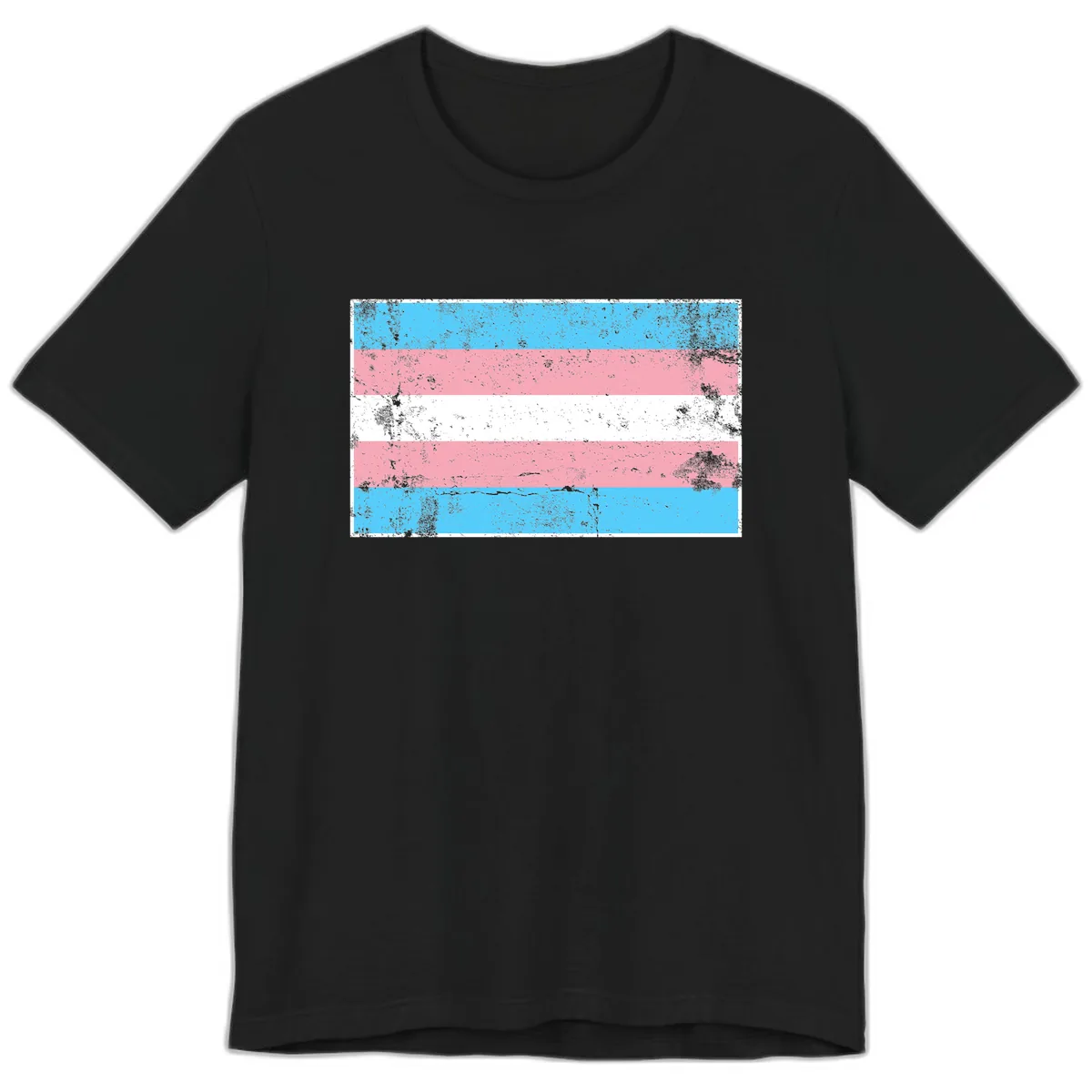 Transgender Pride Flag Distressed Premium T-Shirt in Black