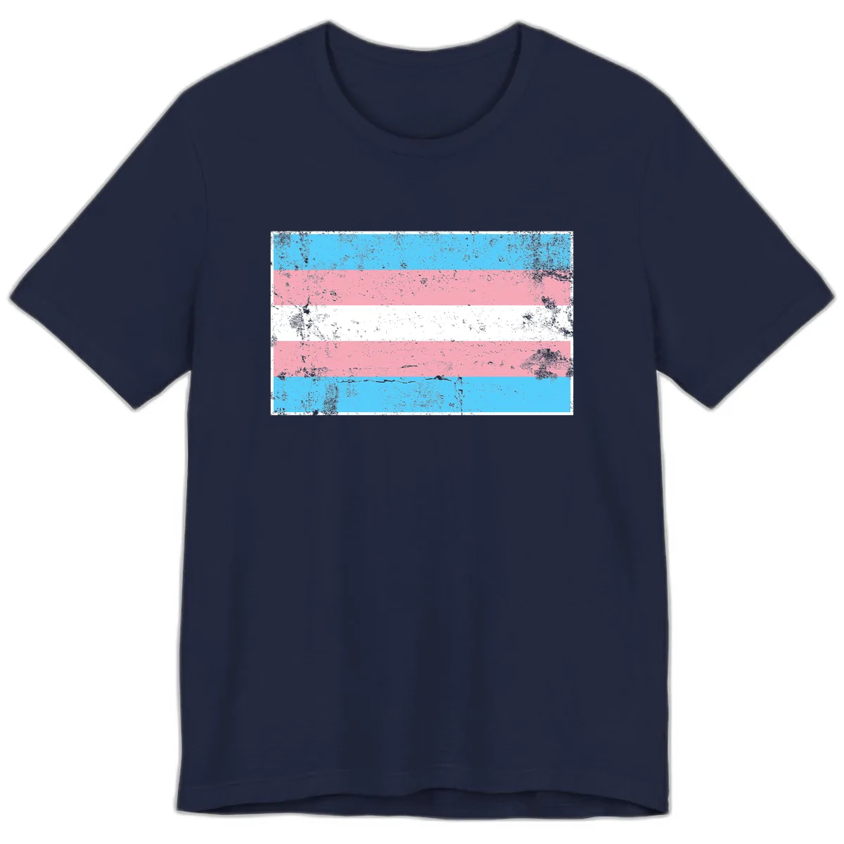 Transgender Pride Flag Distressed Premium T-Shirt in Navy