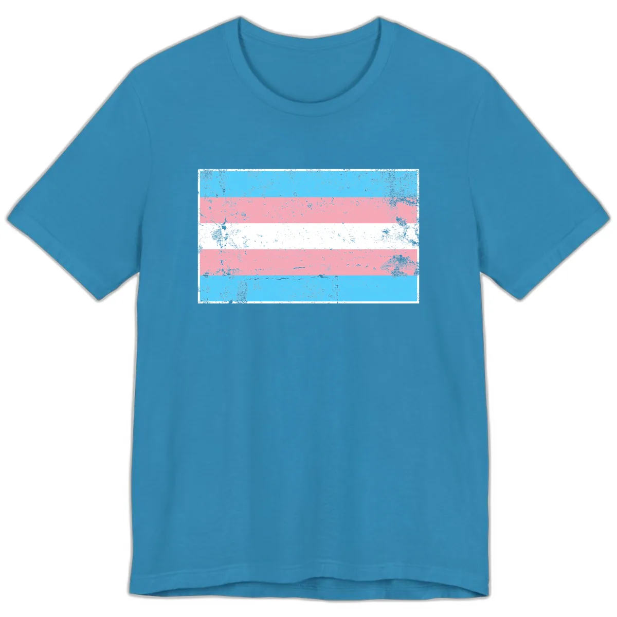Transgender Pride Flag Distressed Premium T-Shirt in Aqua