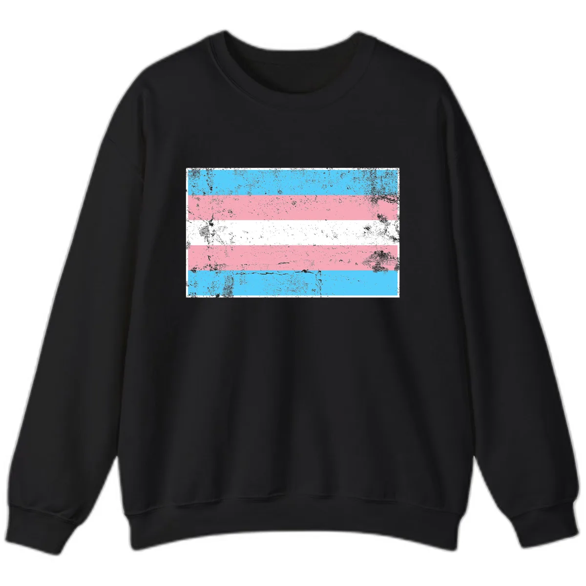 Transgender Pride Flag Distressed Sweatshirt in Black