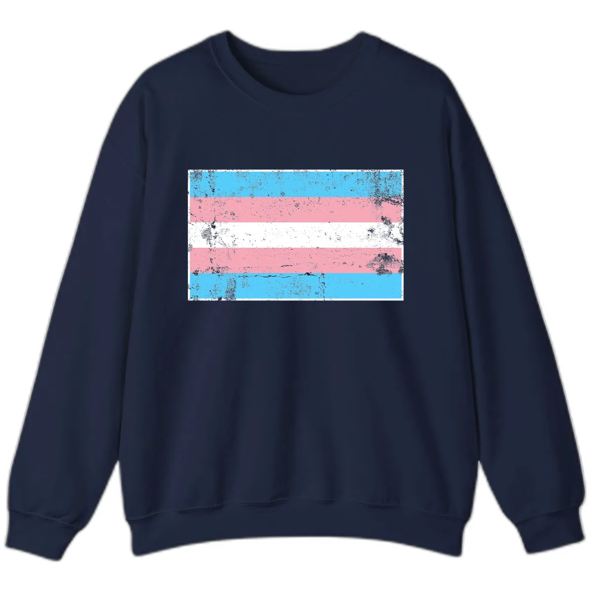 Transgender Pride Flag Distressed Sweatshirt in Navy