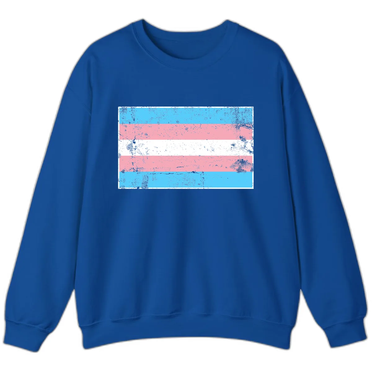 Transgender Pride Flag Distressed Sweatshirt in Royal