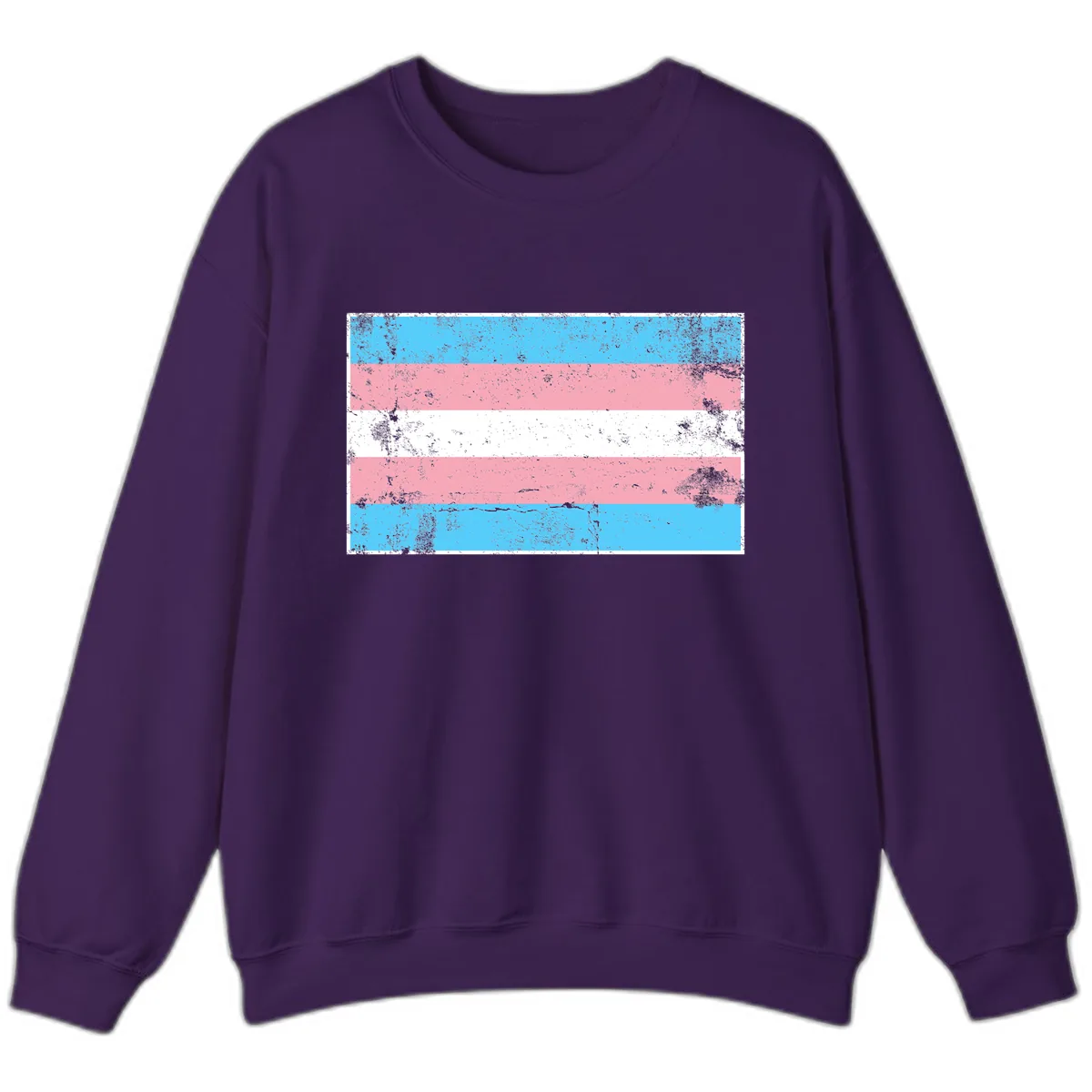 Transgender Pride Flag Distressed Sweatshirt in Purple