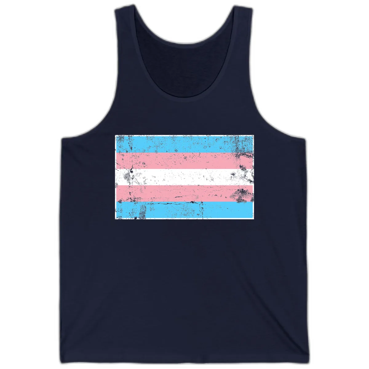 Transgender Pride Flag Distressed Tank in Navy