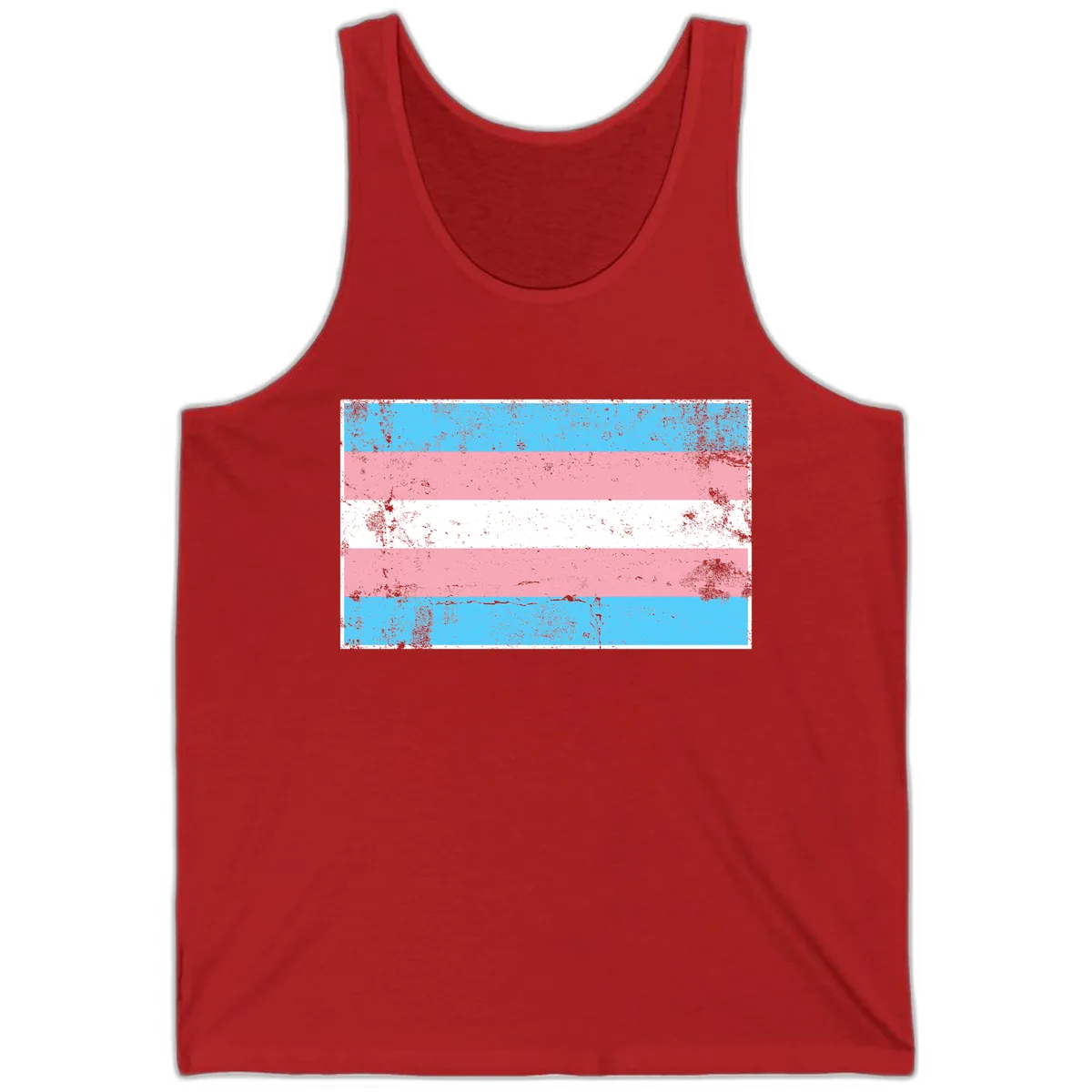 Transgender Pride Flag Distressed Tank in Red