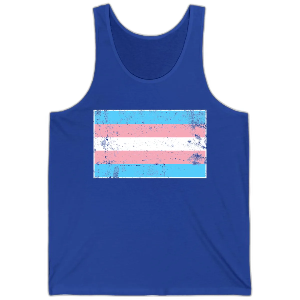 Transgender Pride Flag Distressed Tank in True Royal