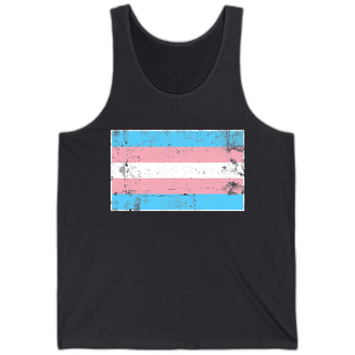 Transgender Pride Flag Distressed Tank in Dark Grey