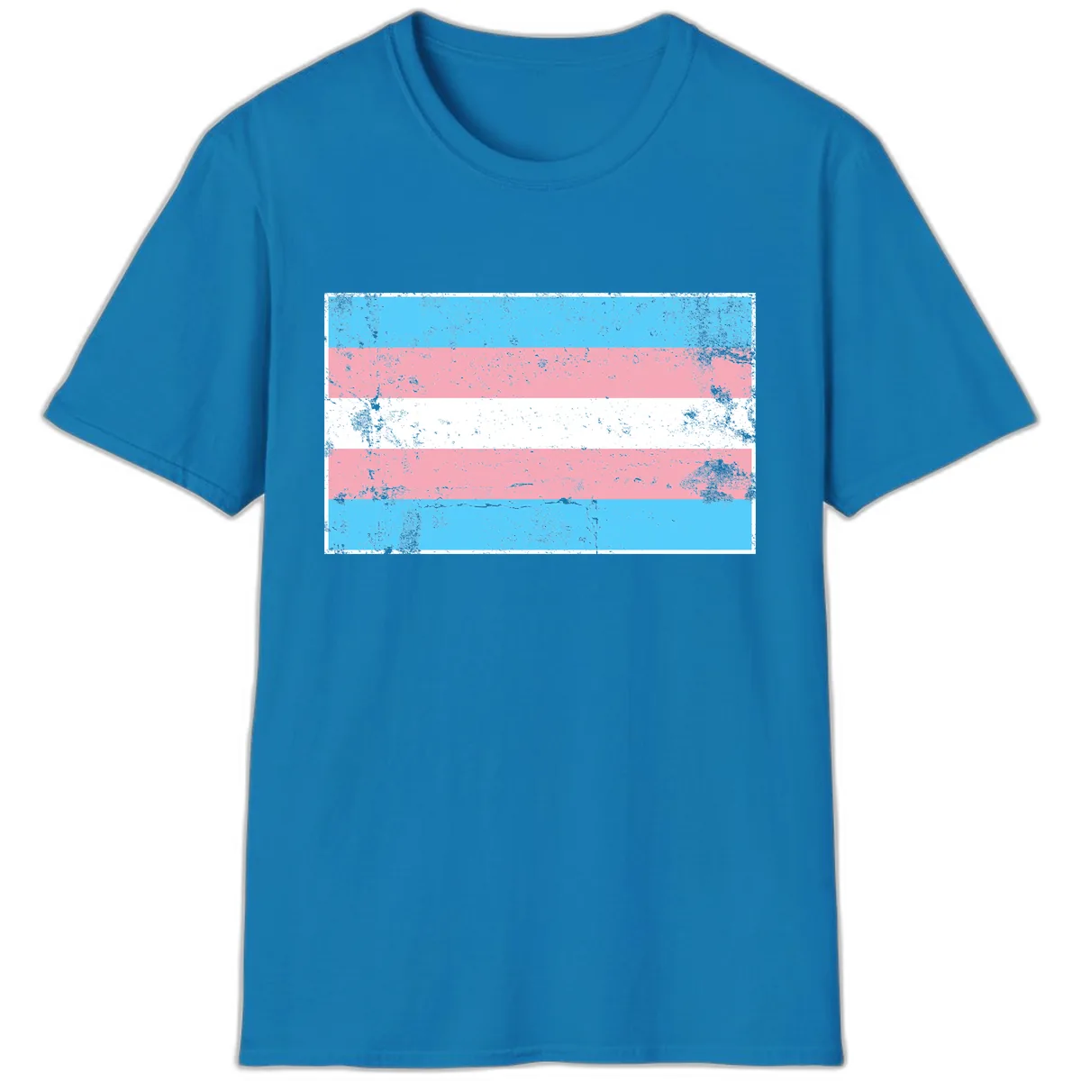 Transgender Pride Flag Distressed T-Shirt in Sapphire