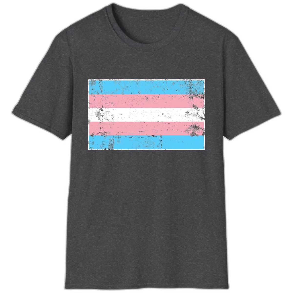 Transgender Pride Flag Distressed T-Shirt in Dark Heather