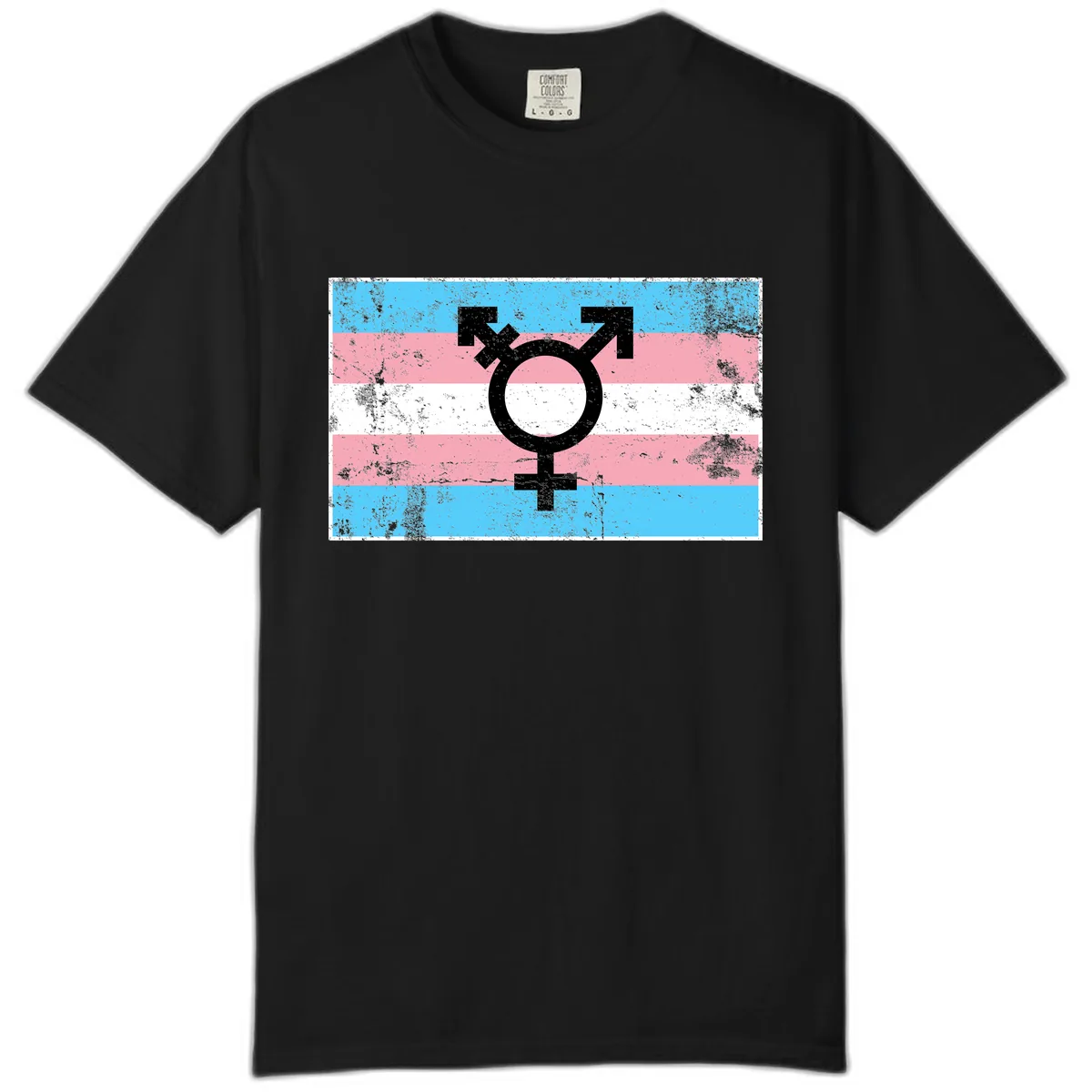 Transgender Pride Flag Symbol Comfort Color in Black