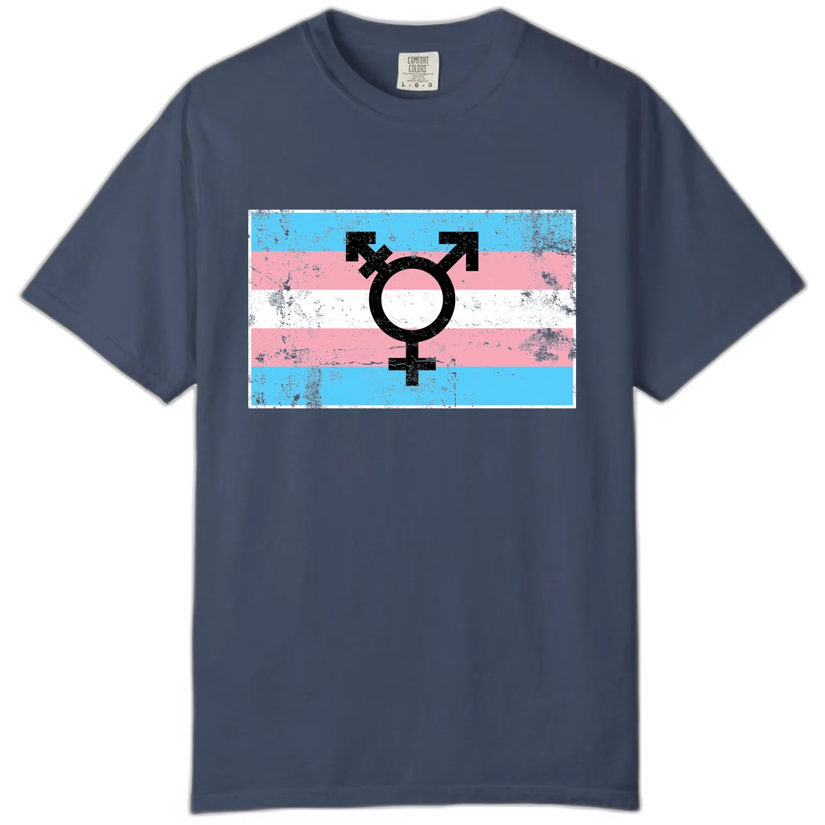 Transgender Pride Flag Symbol Comfort Color in Midnight