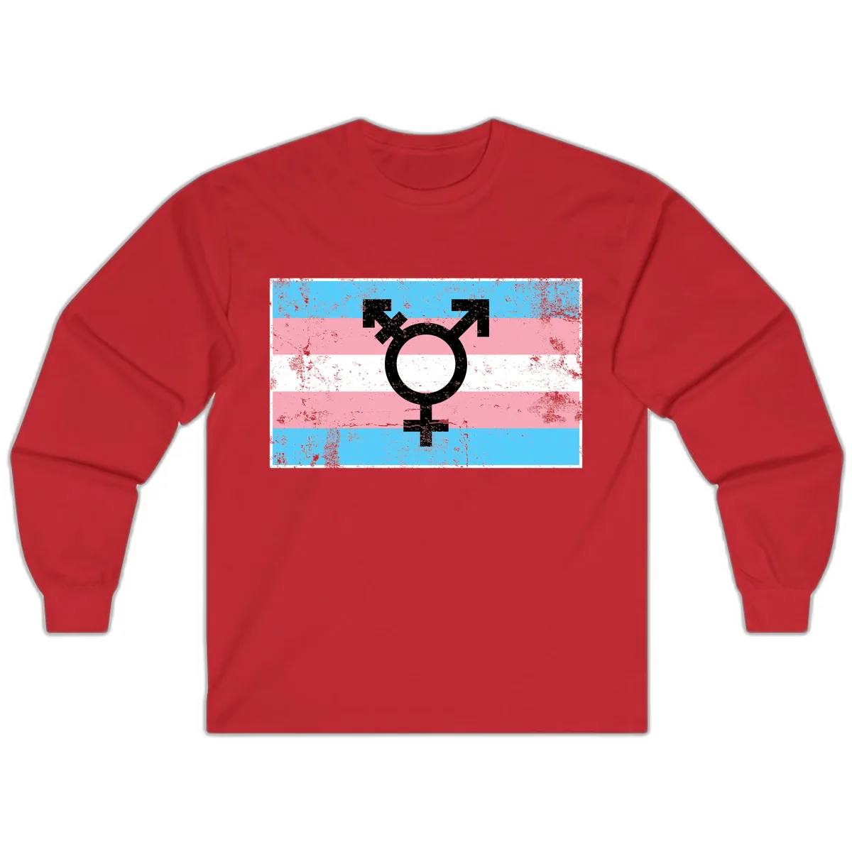 Transgender Pride Flag Symbol Long Sleeve in Red